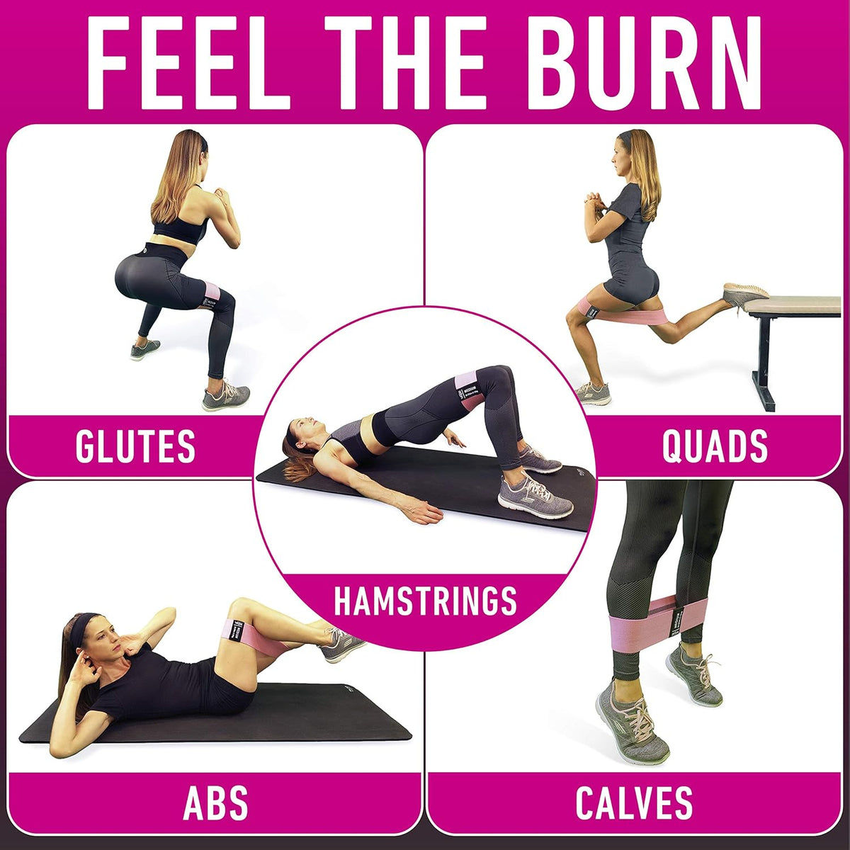 Resistance Bands - Fabric Elastic Workout Bands Set for Legs, Glutes & Thighs | 4 Booty Bands Guide