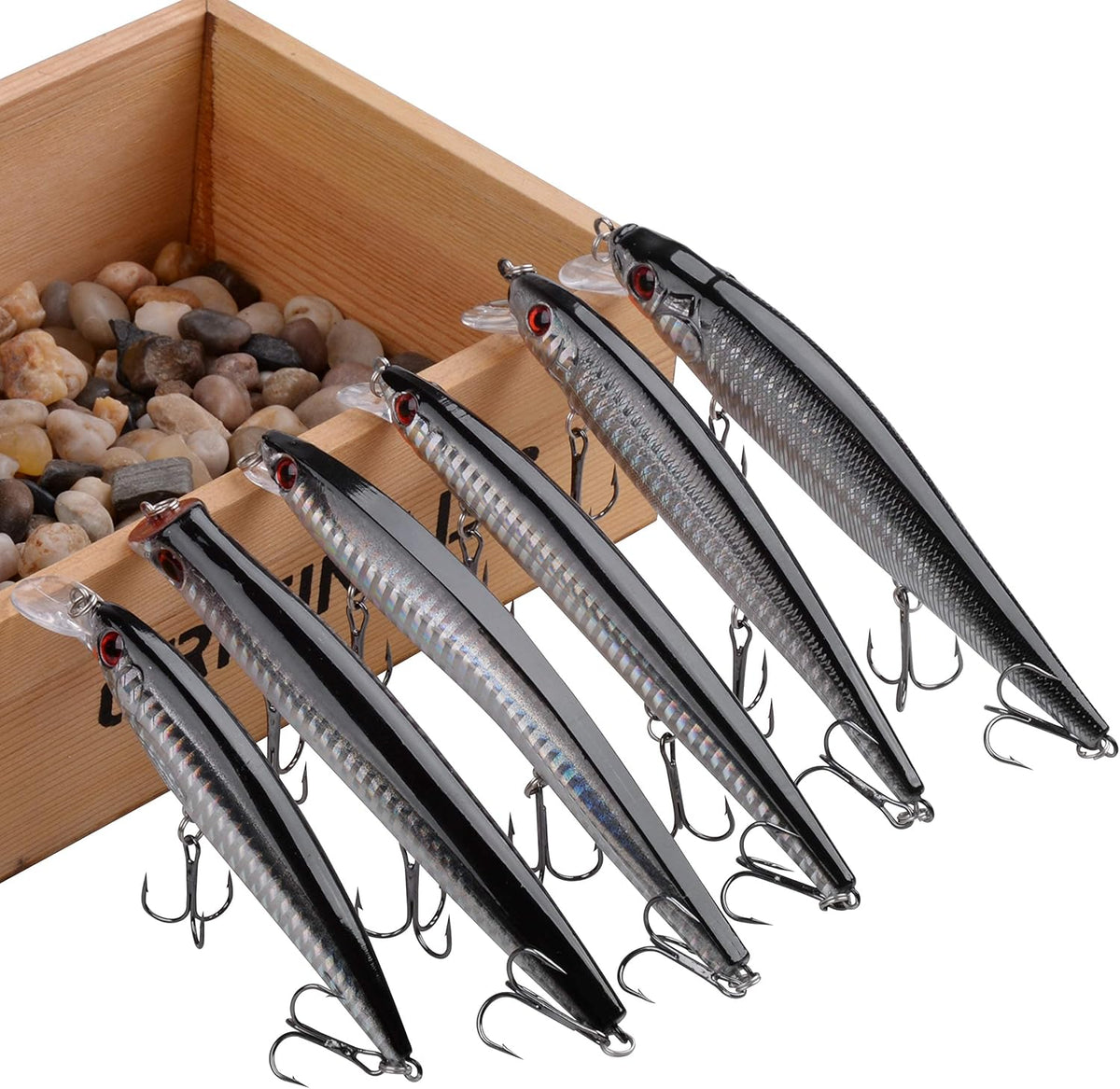 Skiennix Saltwater Fishing Lures Kit - 6pcs Deep Diving Jerkbait & Crankbait Plugs for Ocean Fishing