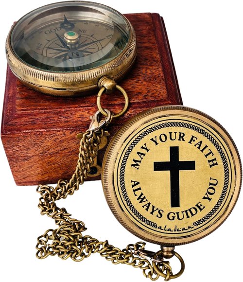 God's Faith Compass - Engraved Christian Compass Gift for Men & Women | Perfect for Baptism & Confirmation