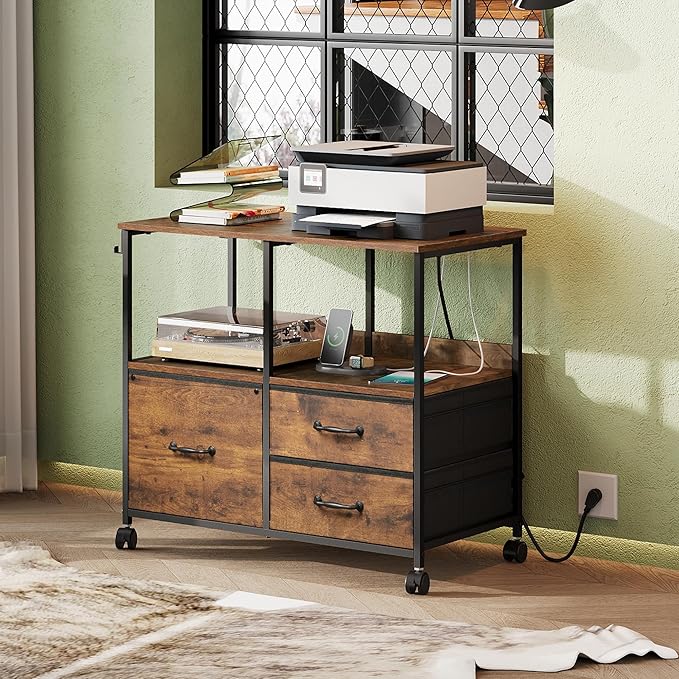 DEVAISE 3 Drawer Mobile File Cabinet, Rolling Printer Stand
