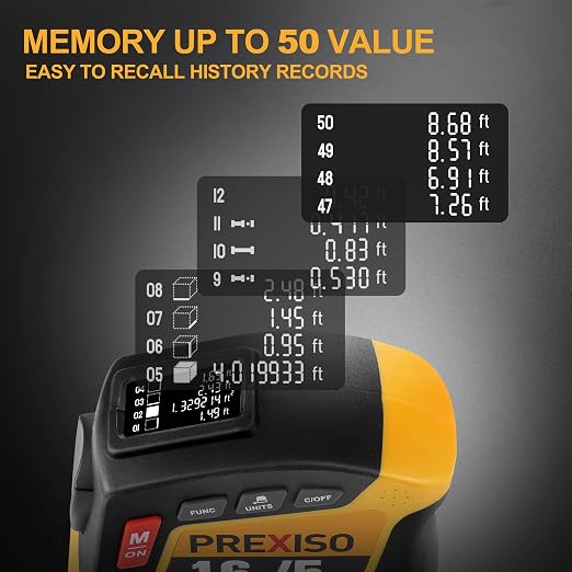 PREXISO 2-in-1 Digital Tape Measure - 16Ft Rechargeable Measuring Tape