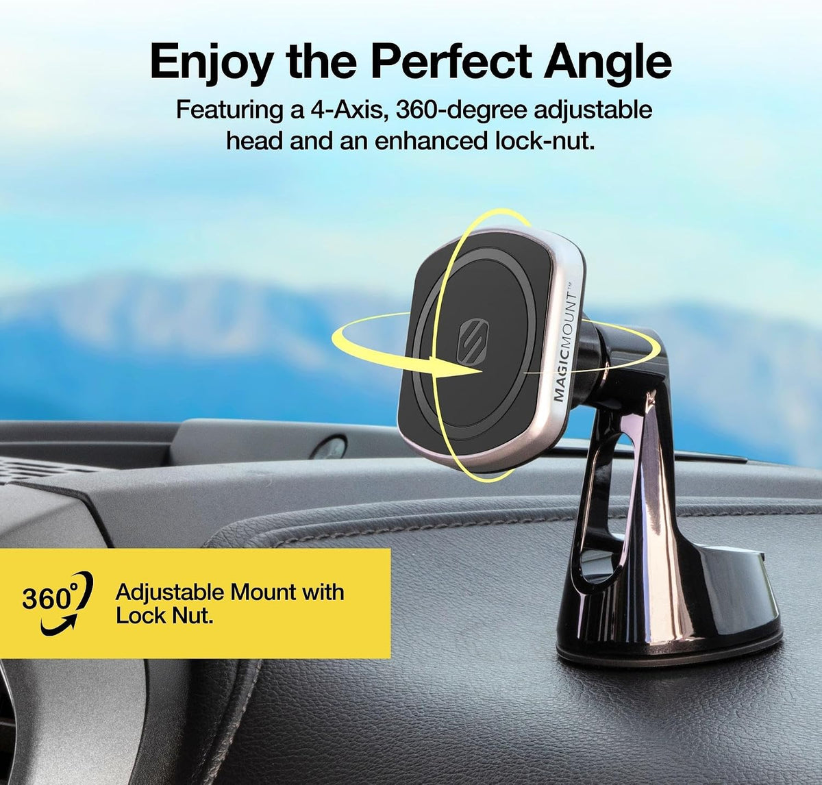 Scosche MP2WD-XTSP MagicMount Pro2 Magnetic Car Phone Holder - Ultimate Magnetic Car Mount for Windshield or Dashboard with Suction Cup - Compatible with MagSafe, iPhones, Galaxy, Pixel & Smartphones