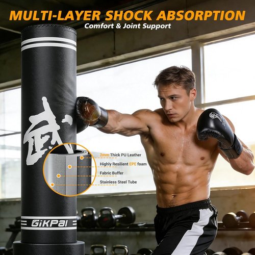 GIKPAL Freestanding Punching Bag - 67'' Heavy Boxing Bag with Gloves | Low-Noise Kickboxing for Home & Office