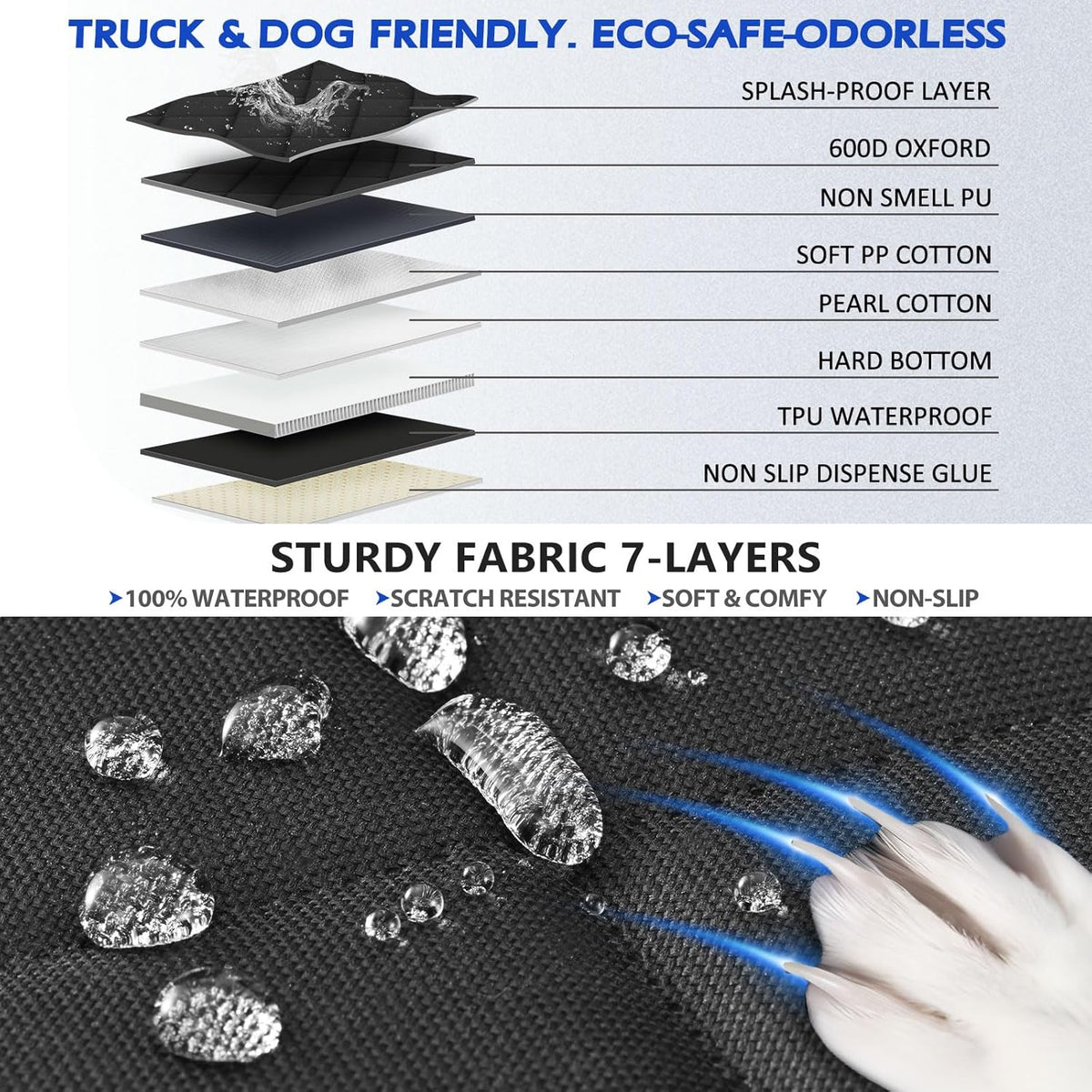 XL Back Seat Extender for Dogs, Hard Bottom Truck Seat Cover