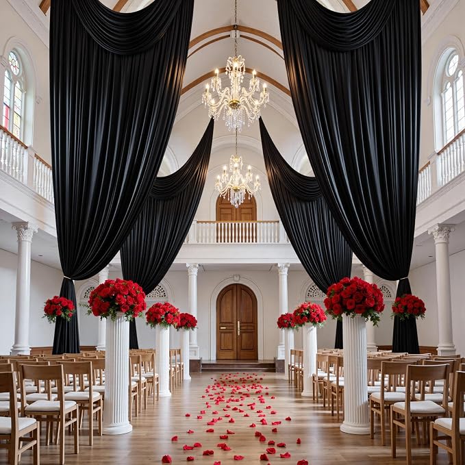 50ft x 15ft Black Backdrop Curtains