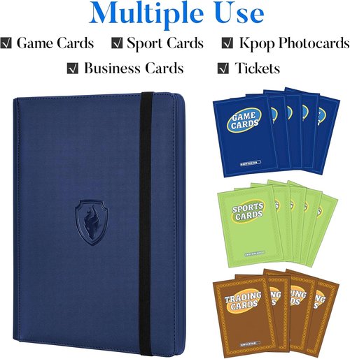 Fabmaker Premium 9 Pocket Card Binder - Sturdy Trading Card Album for 360 Cards | Navy Blue