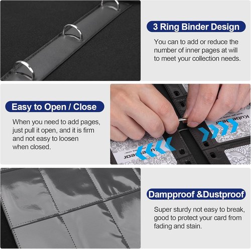 Card Binder - 720 Capacity Zippered Trading Card Holder for MTG & Sports Cards - Durable, Acid-Free Storage (Black, 9 Pocket)