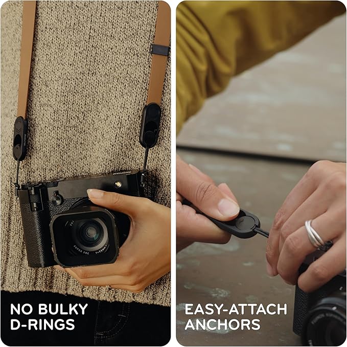 Peak Design Leather Camera Strap – Full-Grain Tan, 46.65" Cross-Body, Quick