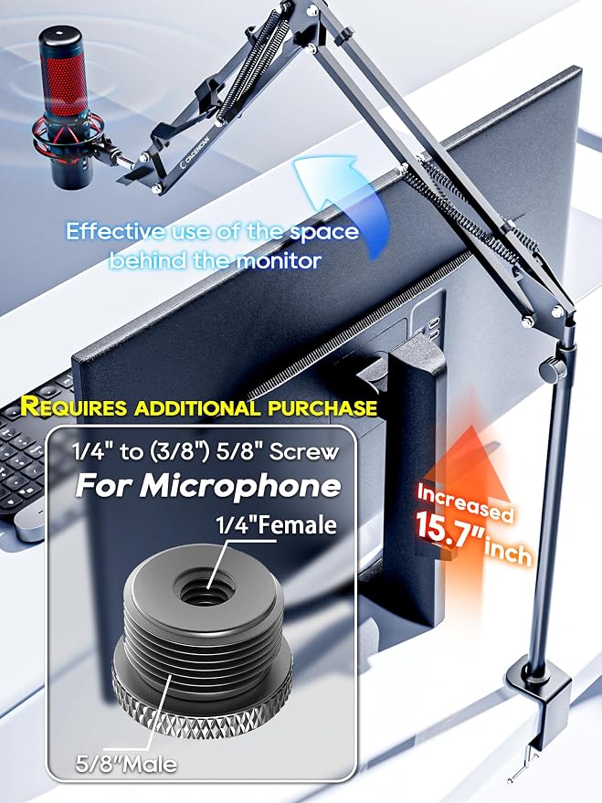 CACENCAN Overhead Camera Mount, 5lb Horizontal Load-Bearing, 360° Adjustable
