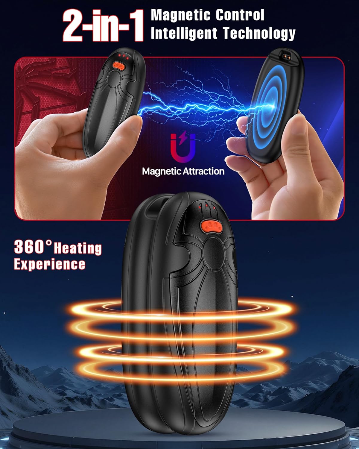 Skiennix Rechargeable Hand Warmers - 14000mAh Electric AI Pocket Heater with Charging Case | Perfect for Travel, Golf, and Camping