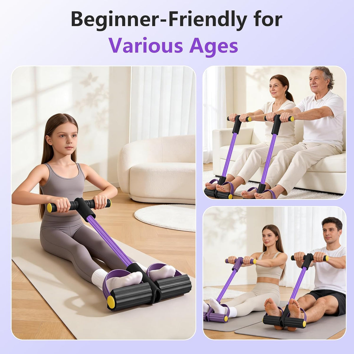Skiennix Upgraded Pedal Resistance Band - Durable Exercise Tool with 6 Tension Ropes for Core & Arms