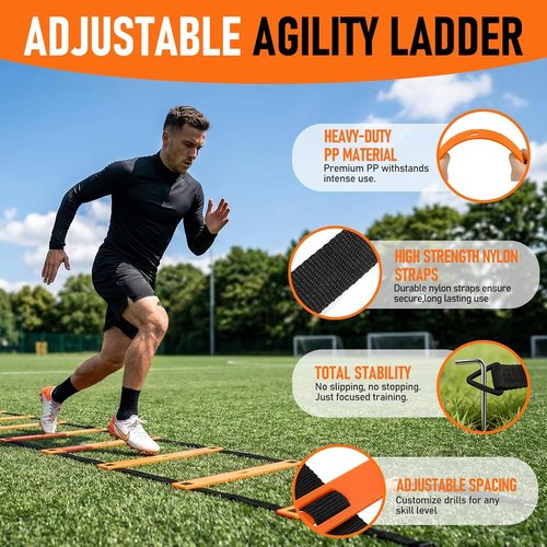 Agility Ladder Set - 20ft Speed Ladder with 5 Hurdles | Enhance Footwork, Speed & Agility for Kids & Adults