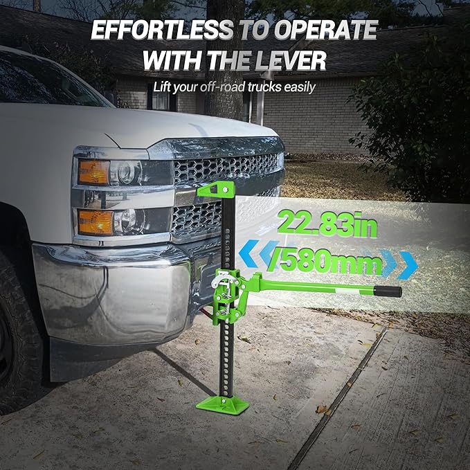 GarveeTech 33" Farm Jack, 3 Ton Capacity Ratcheting Off Road, Utility Heavy-Duty F-arm J-ack for Tractor, Truck, SUV, Lift Height 5.12-25.39 inches