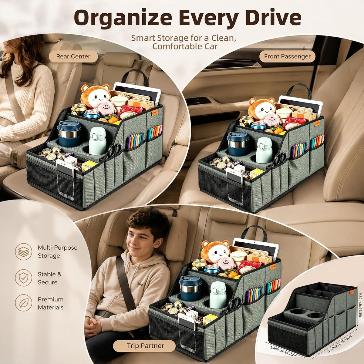 Car Seat Organizer Back Front Captains Seats Storage Travel