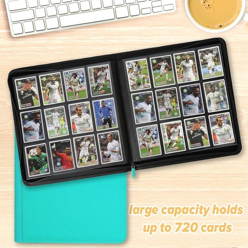 GERMUN Trading Card Binder - 12 Pocket Premium Card Holder for 720 Cards | Double-Sided Album in Lake Blue