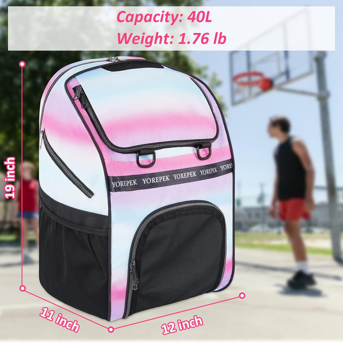 YOREPEK Basketball Bag - Large Water-Resistant Backpack with Shoe Compartment & Ball Holder | Ideal for Sports Training