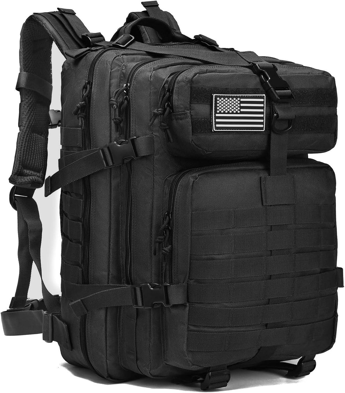 Skiennix Tactical Backpack - 45L Military Gym Bag | Large 3-Day Assault Pack for Rucking, Fishing, Camping (Black)