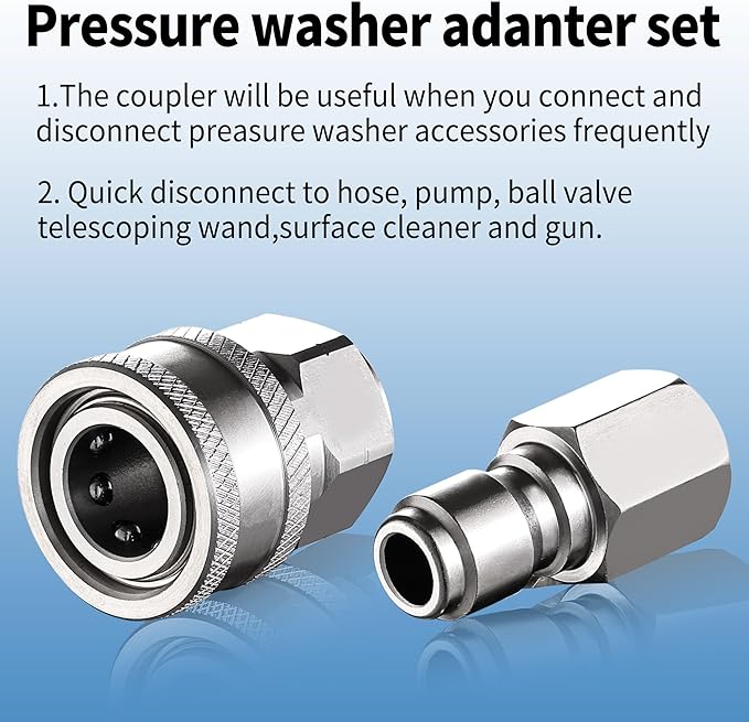 Selkie 3/8" Pressure Washer Quick Connect,8Pack Pressure Washer Fittings, Stainless Steel Adapter Set, Female Thread