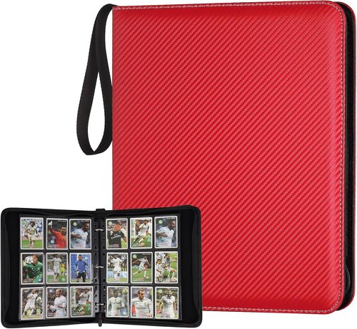 GERMUN 9 Pocket Card Binder - Premium Zip Trading Card Album for MTG, TCG & Sports Cards | Red