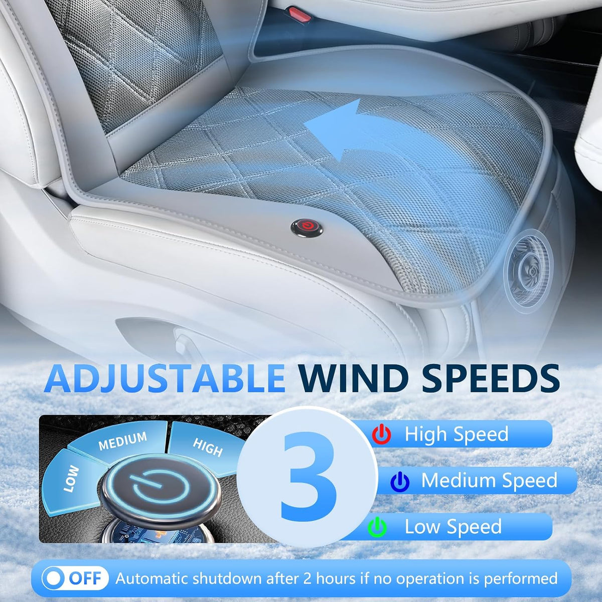 FLORICH Cooling Car Seat Cushion Ventilated Car Seat Cover with 3-Speed Adjustable Universal Fit for 12V/24V Car SUV Truck Van for Summer, Gray