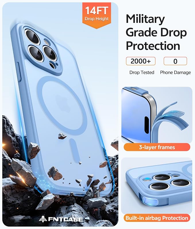 FNTCASE for iPhone 14 Pro Case: Translucent Matte Cases