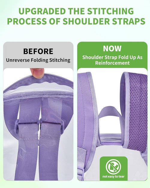 MAY TREE Clear Backpack - Stadium-Approved, 12x11x6 Inches for Concerts & Festivals | Purple