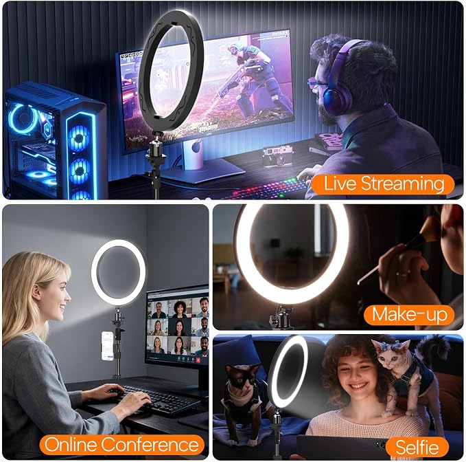 EMART 10" Ring Light with 55" Extendable Tripod Stands and Phone Holder
