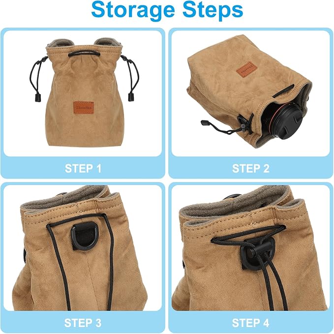 Patikil XL Size Drawstring Lens Case Flannel Camera Handbag