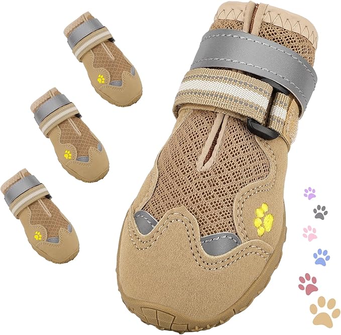 Dog Shoes for Large Medium Small Dog, Mesh Breathable Dog Shoes for Hot Pavement, Anti-Slip Dogs Boots Paw Protectors with Reflective for Outdoor Walking Indoor Hardfloors (Size 8)