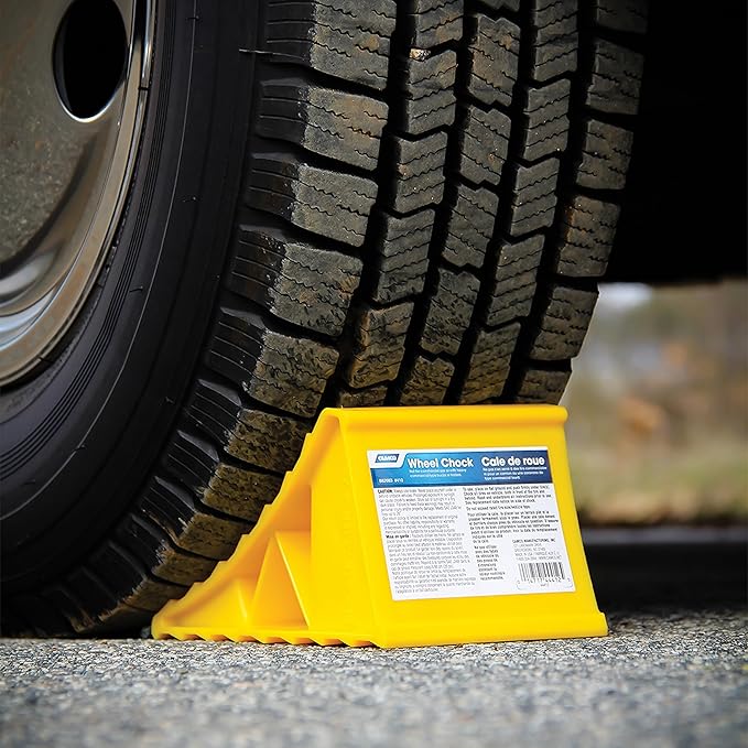 Camco Standard Wheel Chock for Trailers&RVs-Heavy Duty Trailer Wheel Chock Constructed of Durable Plastic w/UV inhibitors-for Use w/Tires Up to 26-inches-Re-Hitch in Confidence-44412,(Pack of 6)