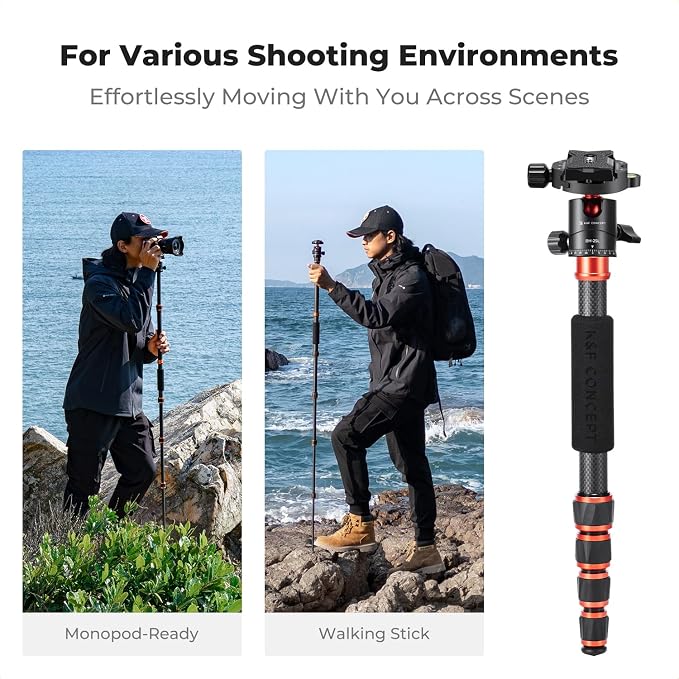K&F Concept 60 inch Carbon Fiber Camera Tripod, Super Lightweight Compact