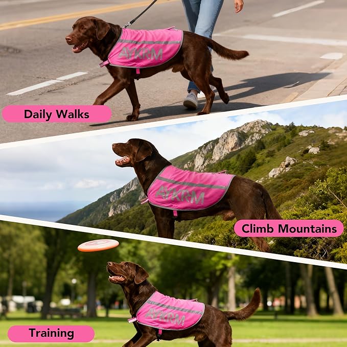 Pink Reflective Dog Vest for XXLarge Breeds,High Visibility Dog Safety Vest Harness with Removable Bell Keep Safe from Hunting, Training & Cars Accidents