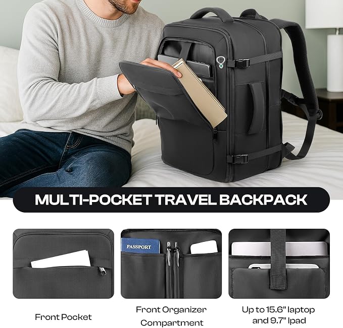 Carry on Backpack for 1-10 Days Trips, Extra Large 40L-50L Travel Backpack TSA
