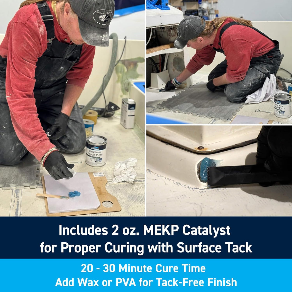TotalBoat Polyester Structural Repair Putty - Marine Grade Fiberglass Reinforced Filler for Boats & Automotive