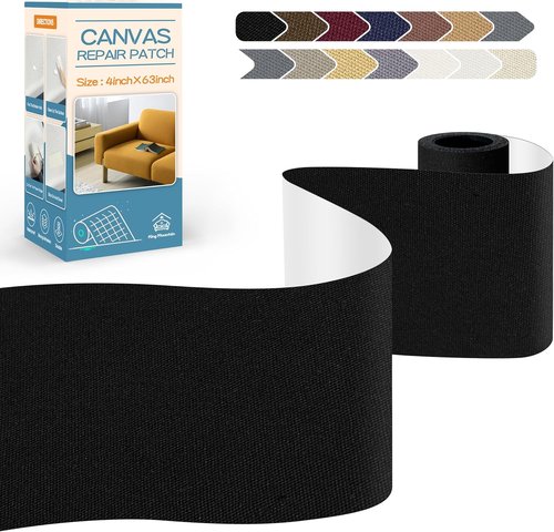 KING MOUNTAIN Canvas Repair Tape - Waterproof Self-Adhesive Patch for Outdoor Gear | 4x63 Inches (Black)
