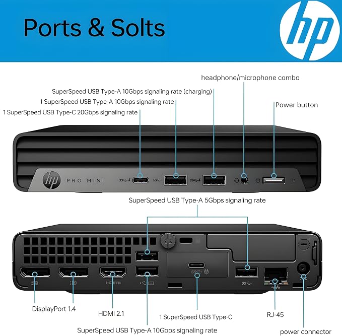 HP Mini Desktop PC Computer for Office Work, Data Processing, Accounting, Video Editing, Intel i7-12700T (16GB RAM, 512GB SSD), 3X 4K Output, Wired Keyboard & Mouse & Stand Included, Windows 11 Pro