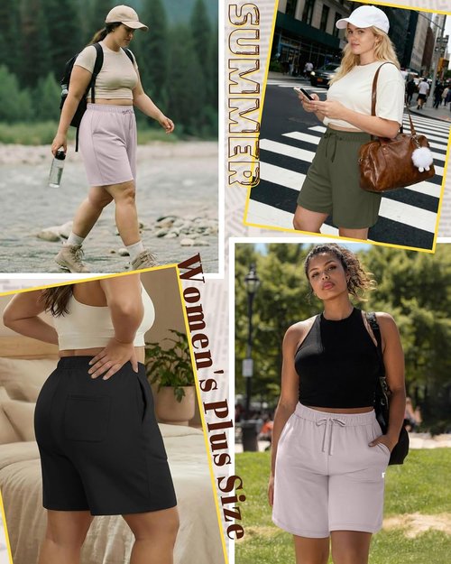 Neer Plus Size Women's Bermuda Shorts - Cotton Drawstring, High Waisted, Casual Athletic | XL-5XL