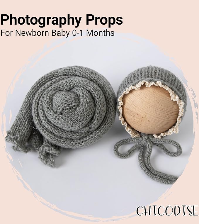 Newborn Photography Props Wraps & Ruffle Edge Bonnet