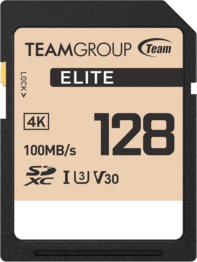 TEAMGROUP Elite 128GB UHS-I U3 V30 UHD Read Speed up to 100MB/s SDXC High Speed