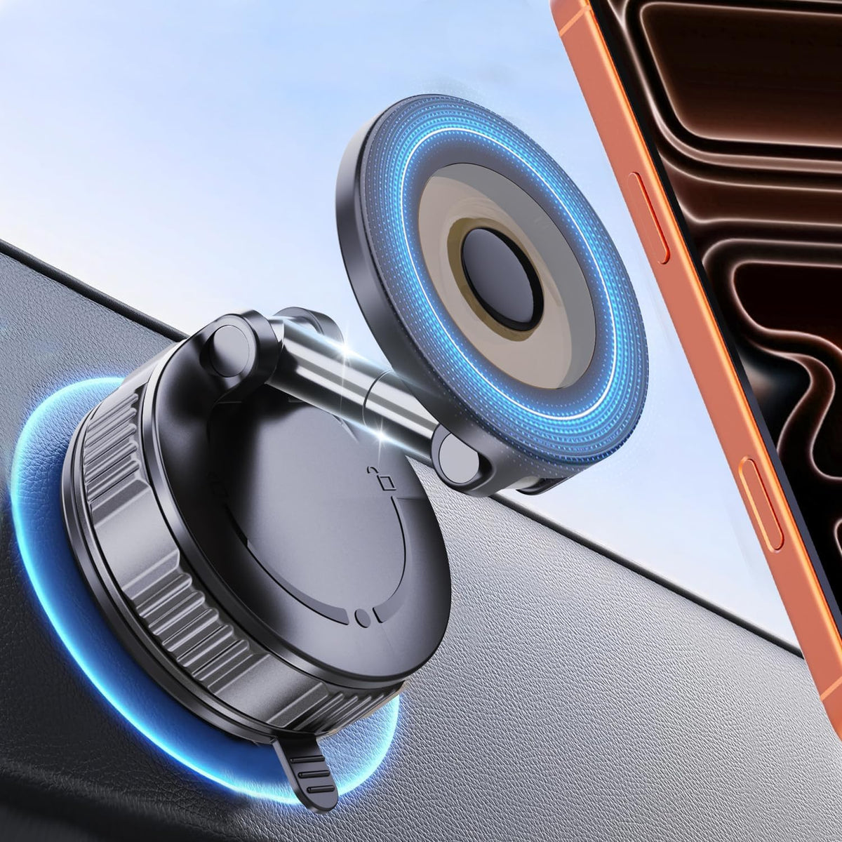 [2026 NEW] for MagSafe Car Phone Holder,Upgraded Magnetic Suction Cell Phone Mount for Dashboard Windshield Screen,Tesla Truck Van GPS Stand Cradle for iPhone 17 Pro Max 16 15 14 13 12 Samsung Android