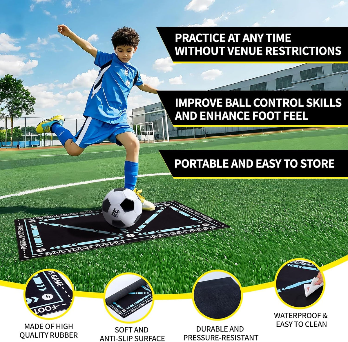 Skiennix Kids Soccer Goals - Portable Foldable Practice Nets with Training Equipment Set for Backyard Fun