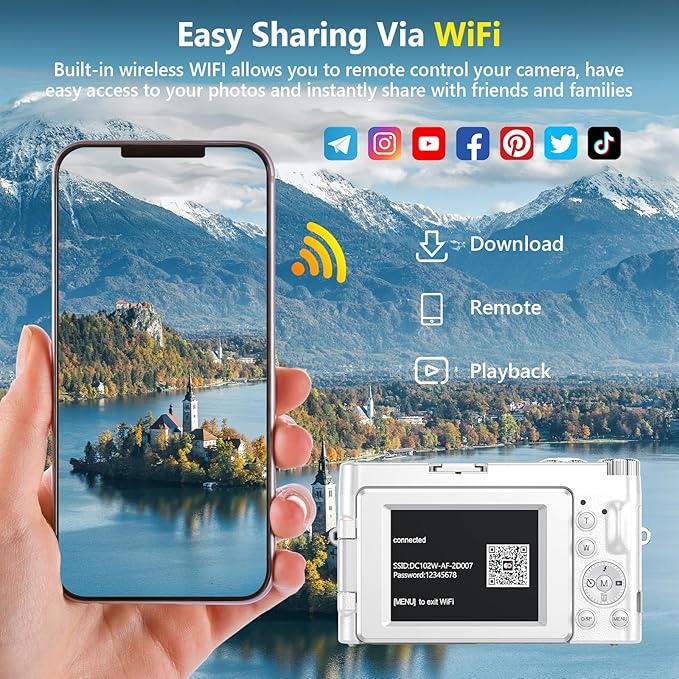 4K Digital Camera for Photography Autofocus, 64MP WiFi Vlogging Camera for