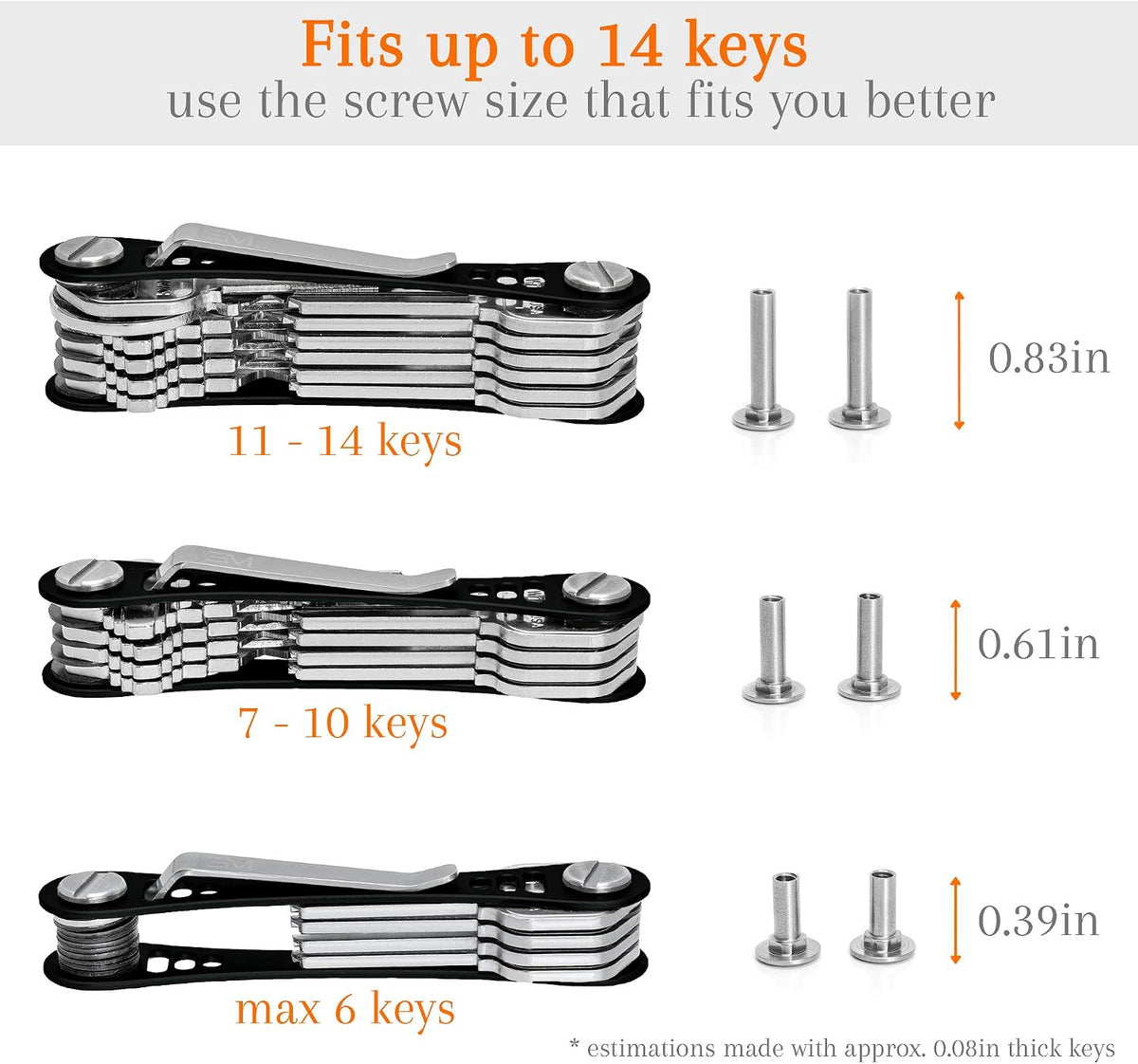 EM Compact Key Holder, Pocket Key Organizer, 14 Keys Key Bar