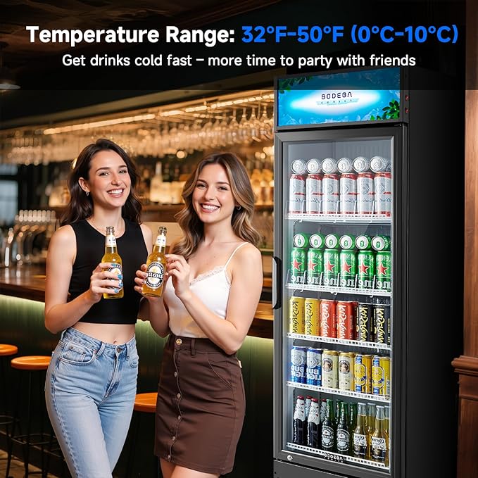 BODEGACOOLER Beverage Refrigerator, 12.5 Cu.Ft. Commercial Glass Door Fridge – Holds 420 Cans, Perfect for Game Day Watch Party & Summer BBQ, Drink Cooler for Home Bar, Patio, Garage, Man Cave