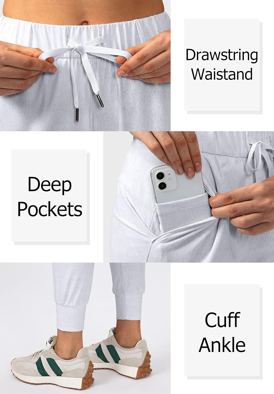 SANTINY Women's Joggers - Comfortable Drawstring Sweatpants with Pockets for Lounge & Workout