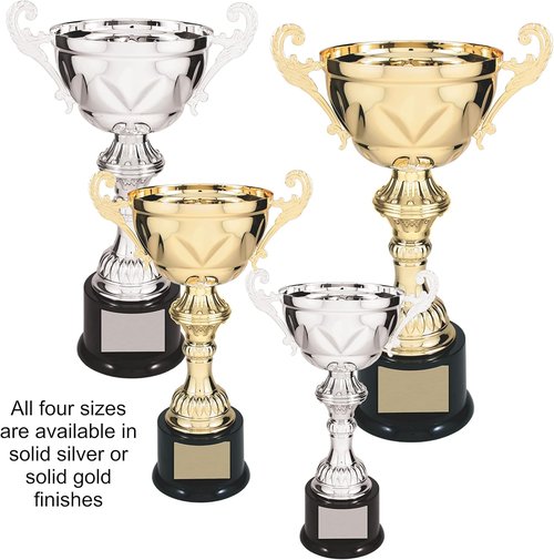 Decade Awards Metal Cup Trophy - Engraved Corporate Love Cup Award | Gold or Silver (10-14.5 Inch)