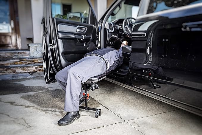 Powerbuilt 3-in-1 Under Dash Creeper, Knee Pad, Roll Laying Down or Upright Inside of Car or Truck, Padding, Easy Fold Garage Storage - 941893ECE