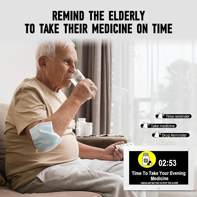 Dementia Clock with 12 sets of alarms paired with 20 usage scenarios, Large