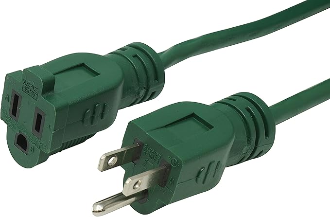 Woods Yard Master Extension Cord - Flexible Power for Patio & Landscape Use - Light Duty - SJTW Extension - 16 Gauge - 3 Prong - Green - 20 Foot