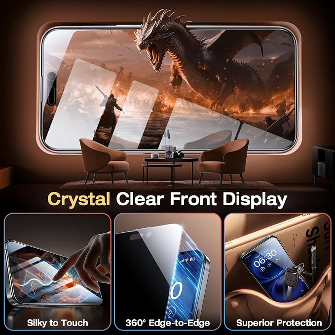 EGV Compatible for iPhone 16/iPhone 15 Privacy Screen Protector, Privacy Screen